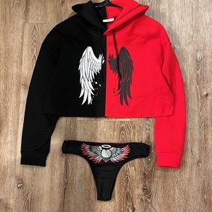 ⚠️ BRAND NEW ⚠️ Wings CropTop Hoodie and Thong set!